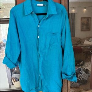 Vintage Chico's Vibrant Turquoise Linen Shirt